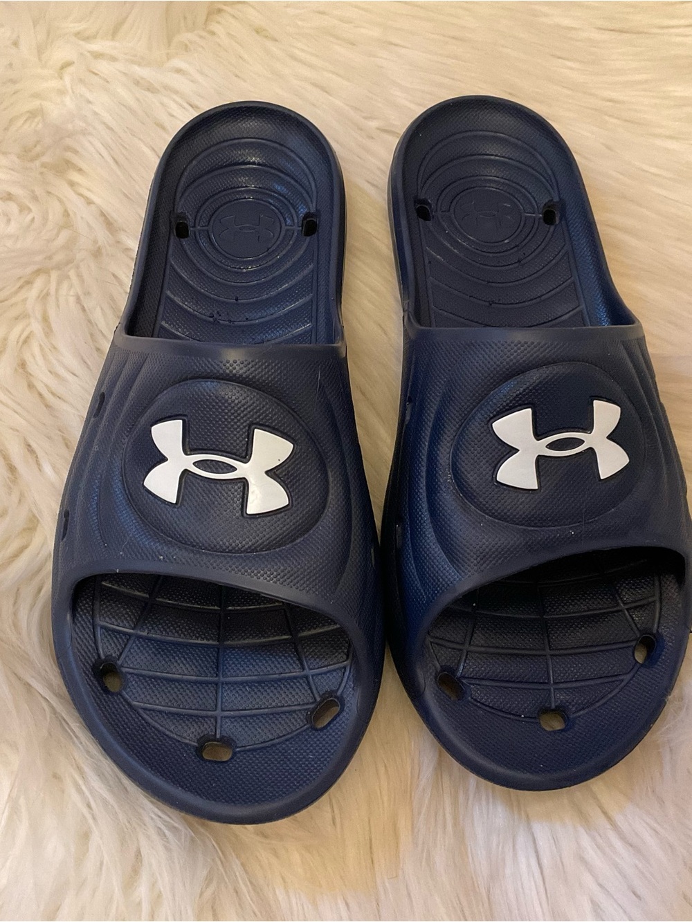 Under Armour Men’s Navy Blue Slides - Size 10 - Picture 2 of 10